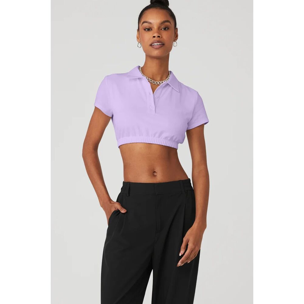 NWT Alo Cropped Prestige Polo, Violet Skies, Size S